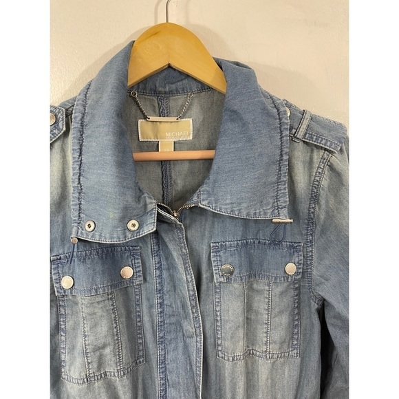 Michael Michael Kors Anorak Women’s Denim Utility Jacket 100% Cotton Size: XS - Picture 4 of 16